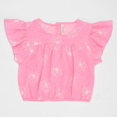 Pantaloons Junior Girls Cotton Blend A-line Top(Pink, Pack of 1)