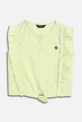 Allen Solly Girls Casual Pure Cotton Top(Green, Pack of 1)