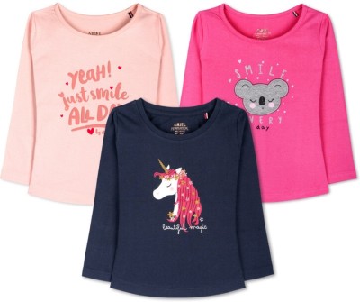 Ariel Girls Casual Cotton Blend Top(Multicolor, Pack of 3)