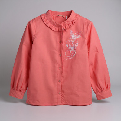 Purple United Kids Girls Pure Cotton Shirt Style Top(Pink, Pack of 1)