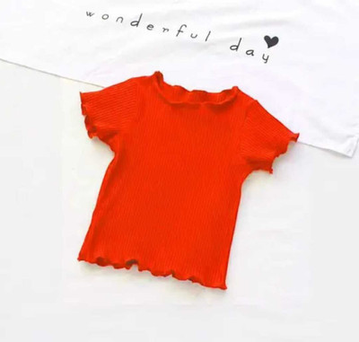 golufashion Girls Casual Cotton Blend Crop Top(Red, Pack of 1)