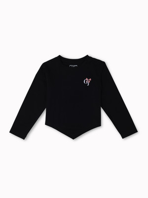 GINI & JONY Girls Casual Cotton Blend Knit Top(Black, Pack of 1)