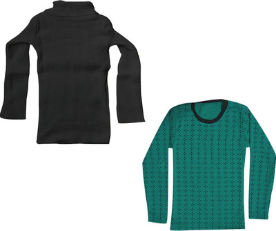 KAYU FAB Girls Casual Fleece Sweater Top(Black, Green, Pack of 2)