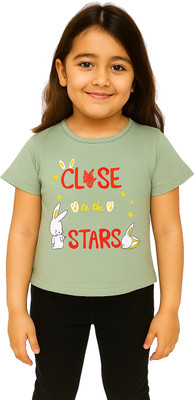 CERABI Girls Casual Pure Cotton Top(Green, Pack of 1)