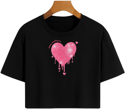 Loom & Line Girls Casual Cotton Blend Crop Top(Black, Pack of 1)