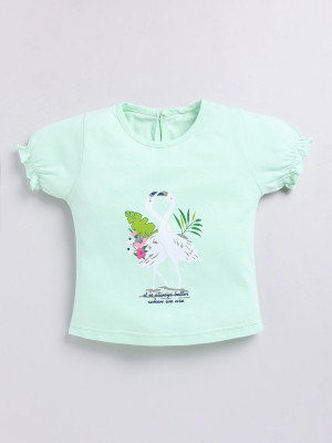 CERABI Girls Casual Pure Cotton Top(Light Green, Pack of 1)