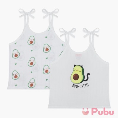 Pubu Baby Girls Pure Cotton Tie-up Top(Green, Pack of 2)