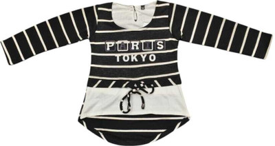 pink paradsie Girls Casual Cotton Blend Full Sleeve Top(Black, Pack of 1)