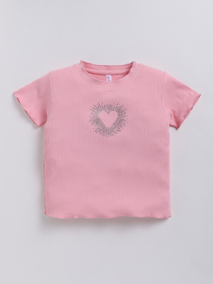 Giniekids Girls Casual Polyester Top(Pink, Pack of 1)