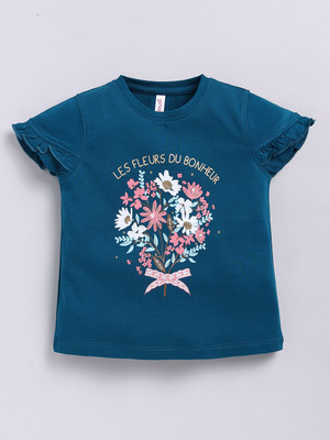 Ginie Girls Casual Cotton Blend A-line Top(Blue, Pack of 1)