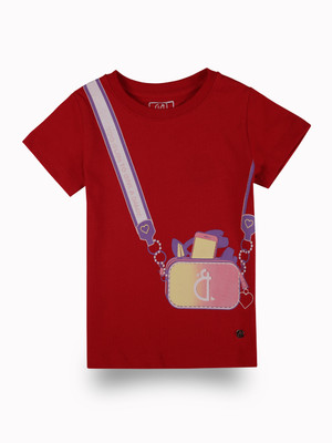 GINI & JONY Girls Casual Cotton Blend A-line Top(Red, Pack of 1)