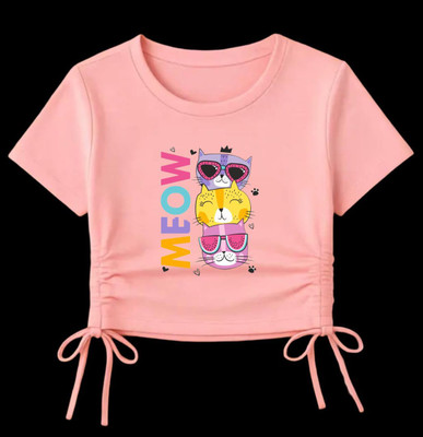 XYZ PRO Girls Casual Cotton Blend Crop Top(Pink, Pack of 1)