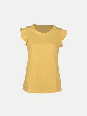 radprix Girls Casual Pure Cotton Fashion Sleeve Top(Yellow, Pack of 1)