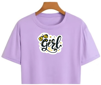 Loom & Line Girls Casual Cotton Blend Crop Top(Purple, Pack of 1)