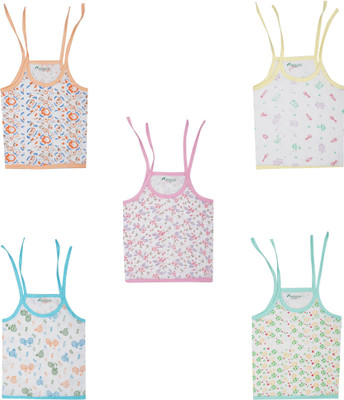 VIRUKSHAM Baby Girls Cotton Jersey Tie-up Top(Multicolor, Pack of 5)