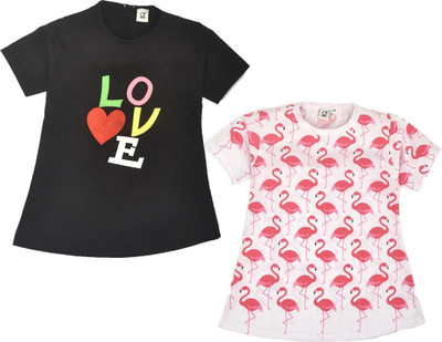 CERABI Girls Casual Pure Cotton Top(Multicolor, Pack of 2)