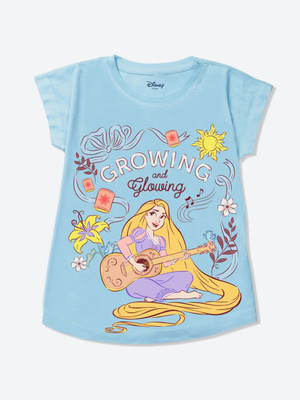 YK Disney Girls Cotton Blend Raglan Top(Blue, Pack of 1)