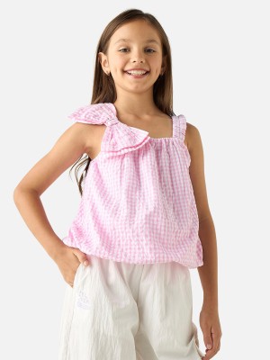 JUNIORS by Babyshop Girls Cotton Blend Top(Pink, Pack of 1)