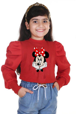 Zalorawear Girls Casual Cotton Blend Full Sleeve Top(Red, Pack of 1)