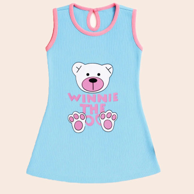 CERABI Baby Girls Casual Pure Cotton Top(Light Blue, Pack of 1)