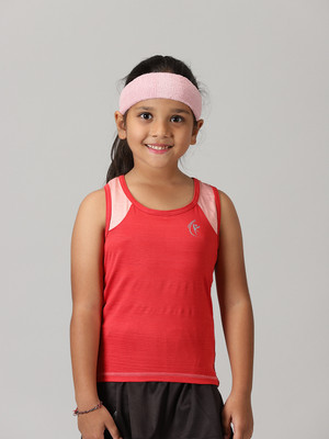 KiddoPanti Girls Casual Polyester Blend Tank Top(Red, Pack of 1)