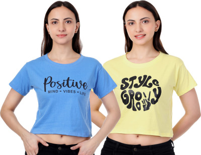 adibaba Girls Casual Cotton Blend Top(Multicolor, Pack of 2)