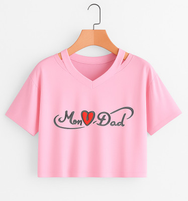 CROP ZONE Girls Casual Cotton Blend Crop Top(Pink, Pack of 1)