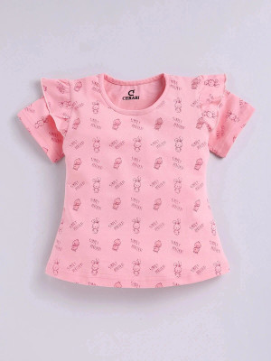 CERABI Girls Casual Pure Cotton Top(Pink, Pack of 1)