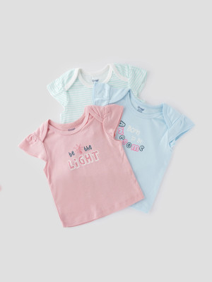 Popees Baby Girls Cotton Blend Top(Multicolor, Pack of 3)