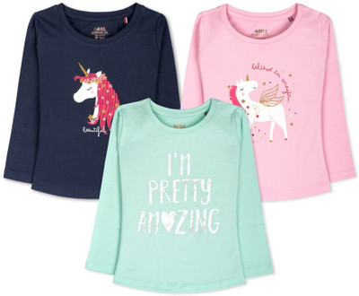 Ariel Girls Casual Cotton Blend Top(Multicolor, Pack of 3)