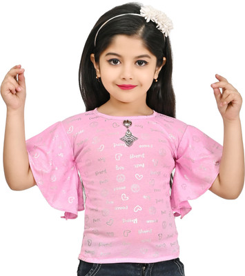 Fariha Fashions Girls Casual Cotton Blend Top(White, Pack of 1)