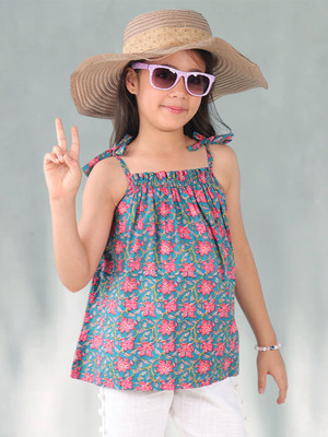 Kinder Kids Girls Casual Pure Cotton Top(Pink, Pack of 1)