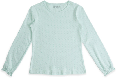 Pantaloons Junior Girls Casual Pure Cotton Top(Green, Pack of 1)