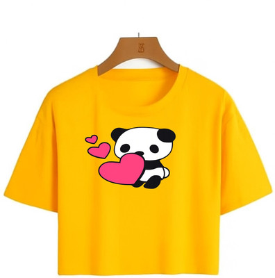 Loom & Line Girls Casual Cotton Blend Crop Top(Yellow, Pack of 1)