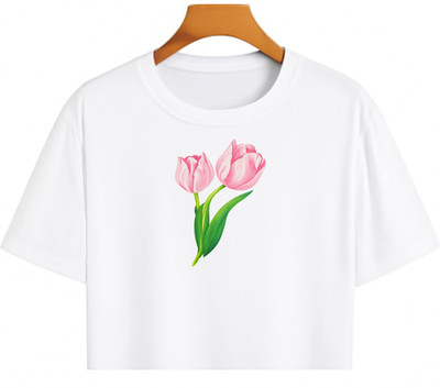 Loom & Line Girls Casual Cotton Blend Crop Top(White, Pack of 1)