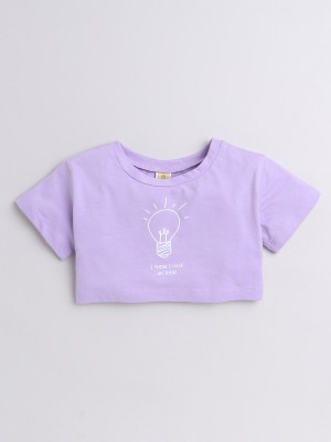 Aww Hunnie Girls Casual Cotton Jersey Top(Purple, Pack of 1)