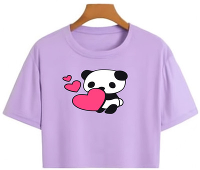 Loom & Line Girls Casual Cotton Blend Crop Top(Purple, Pack of 1)
