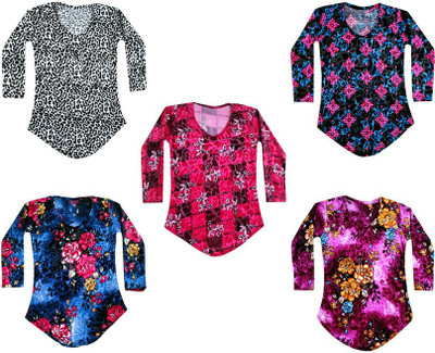 IndiWeaves Girls Casual Velvet Full Sleeve Top(Multicolor, Pack of 5)