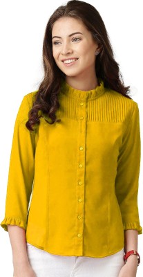 oriexfabb Girls Casual Polycotton Shirt Style Top(Yellow, Pack of 1)