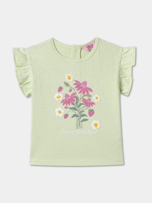 R&B Baby Girls Pure Cotton Knit Top(Green, Pack of 1)