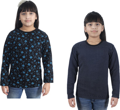 MTI FASHIONS Girls Casual Fleece Full Sleeve Top(Multicolor, Pack of 2)