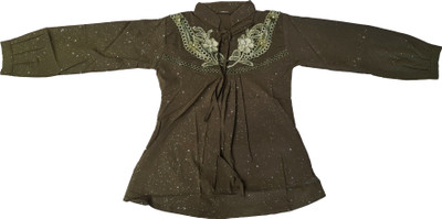 MUMMASCHOICE Girls Party Georgette Top(Green, Pack of 1)