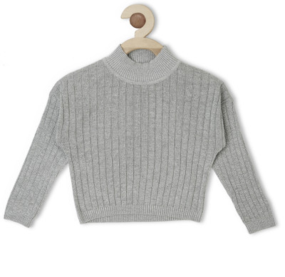 VITAMINS Girls Viscose Blend Sweater Top(Silver, Pack of 1)