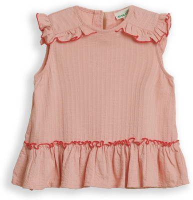 pilolo Girls Casual Pure Cotton Top(Pink, Pack of 1)