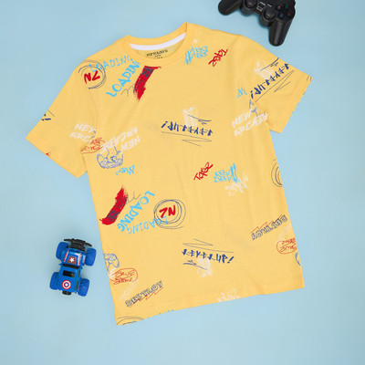 Pantaloons Junior Girls Cotton Blend Top(Yellow, Pack of 1)