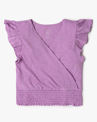 GAP Girls Casual Cotton Blend Knit Top(Purple, Pack of 1)