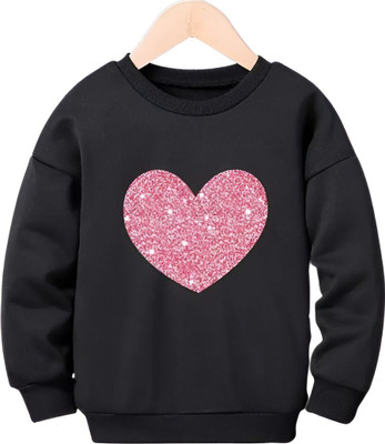 Wahoo Girls Cotton Fleece Blend Sweater Top(Pink, Pack of 1)