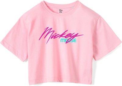 Disney By Wear Your Mind Girls Casual Pure Cotton Crop Top(Pink, Pack of 1)