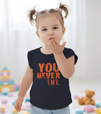 KETI MINI Girls Casual Pure Cotton Top(Blue, Pack of 1)