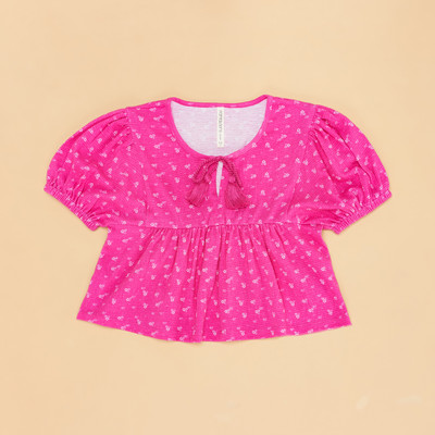 Pantaloons Junior Girls Casual Pure Cotton Top(Pink, Pack of 1)